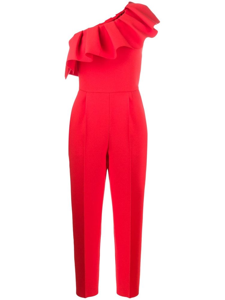 MSGM asymmetric ruffled jumpsuit - Red - MSGM
