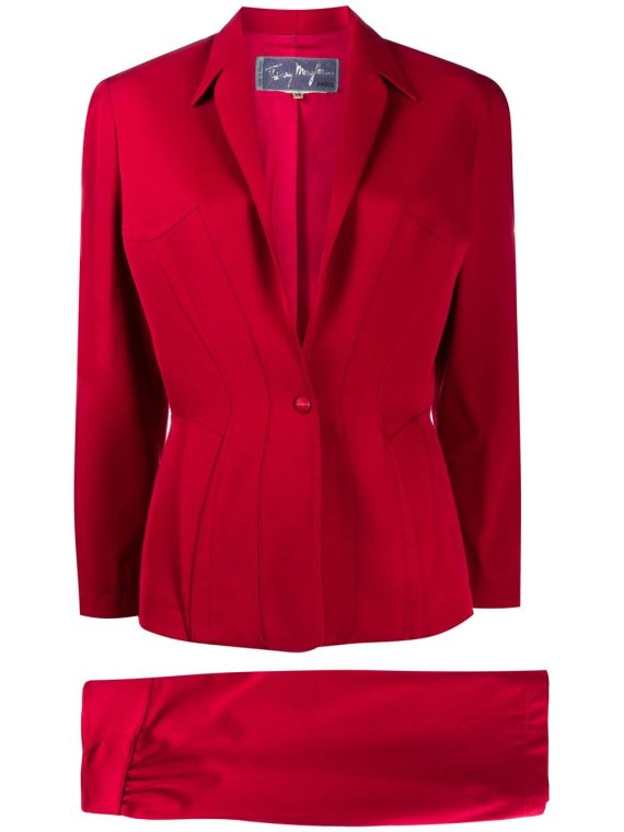 Thierry Mugler Pre-Owned slim-fit skirt suit - Red - Thierry Mugler Pre-Owned
