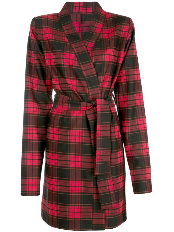 UNRAVEL PROJECT plaid belted coat - Red - UNRAVEL PROJECT