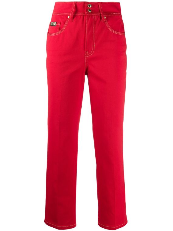 Versace Jeans Couture contrast-stitching cropped jeans - Red - Versace Jeans Couture