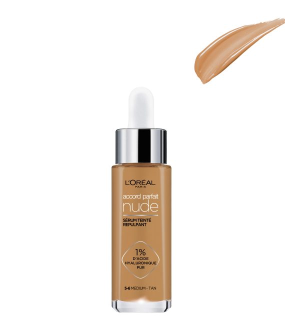 L'Oréal Accord Parfait Nude Plumping Tinted Serum-5-6 Medium-Tan - L'Oréal Paris