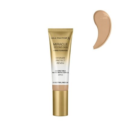 Max Factor Miracle Second Skin Foundation Neutral Medium 30ml - Max Factor