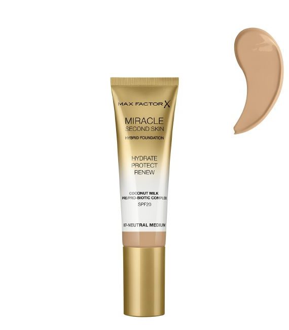 Max Factor Miracle Second Skin Foundation Neutral Medium 30ml - Max Factor